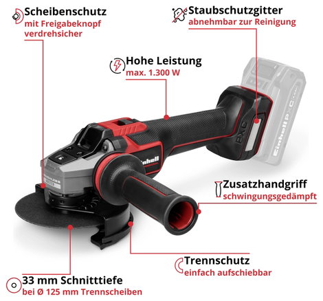 Einhell Professional TP-AG 18/125-13 Q BL - Solo 4431215 Akkus sarokcsiszoló gyorsszorító anyával 13 4. kép