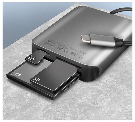AXAGON CRE-S3C Külső memóriakártya olvasó USB-C® Szürke, Fekete 4. kép