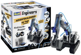 Revell Engineers Adventskalender Engineers Excavator hidraulikus kotrógép Technika Adventi naptár Ko