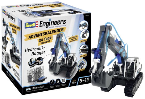 Revell Engineers Adventskalender Engineers Excavator hidraulikus kotrógép Technika Adventi naptár Ko