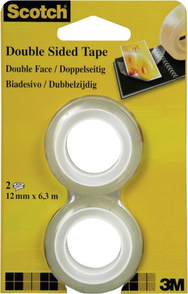 Kétoldalas ragasztószalag, Scotch® (H x Sz) 6.3 m x 12 mm átlátszó FT-5100-4927-1 3M, tartalom: 2 te