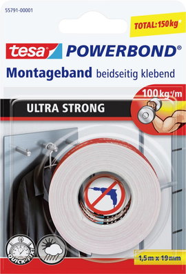 Rögzítő szalag, tesa® POWERBOND® (H x Sz) 1500 x 19 mm 55791-01