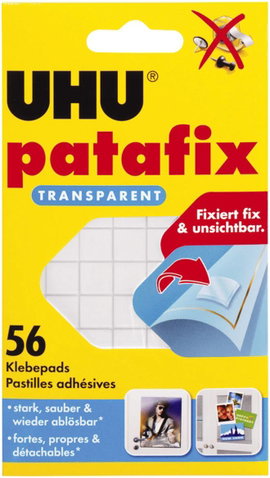 Ragasztó lapok, UHU patafix, átlátszó, tartalom: 56 db