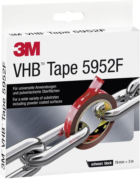 Nagyteljesítményű ragasztószalag 3 m x 19 mm, fekete, 1 tekercs, 3M VHB™ 5952F 2. kép