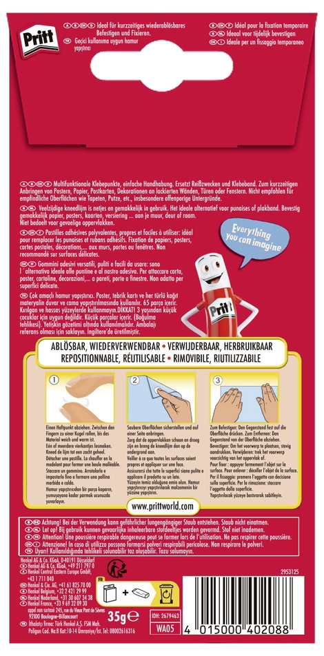 Ragasztópontok, Pritt ON + OFF MULTI-FIX PGP55 10 x 10 mm, tartalom: 1 szett 2. kép