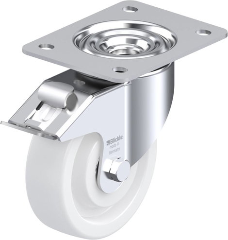 Blickle 412841 Nagy terhelhetőségű terelő és tartó görgők, kivitel: terelő görgő, rögzítővel
