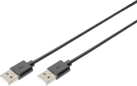 USB kábel 1x USB 2.0 dugó A - 1x USB 2.0 dugó A 1,8 m fekete Digitus 648034