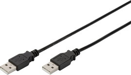 USB kábel 1x USB 2.0 dugó A - 1x USB 2.0 dugó A 1 m Fekete Digitus