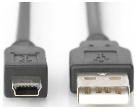 USB kábel [1x USB 2.0 dugó A - 1x USB 2.0 dugó Mini-B]1 m Fekete Digitus 2. kép