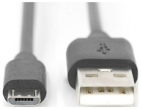 USB kábel 1x USB 2.0 dugó A - 1 x USB 2.0 mikró dugó B, 1,8 m, fekete, Digitus 2. kép
