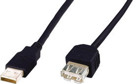 USB kábel 2.0 dugó A - 1x 3 m Fekete Digitus