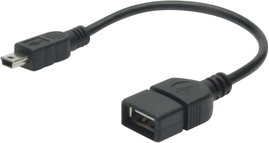 Átalakító kábel OTG funkcióval, USB 2.0 mini B, Digitus