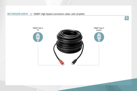HDMI kábel, jelerősítővel [1x HDMI dugó 1x HDMI dugó] 10m fekete Digitus AK-330105-100-S 5. kép