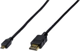 HDMI TV, Monitor csatlakozókábel, 1 x HDMI dugó - 1 x mikro HDMI dugó, 1 m, fekete, Digitus