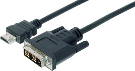 HDMI - DVI kábel [1x HDMI dugó - 1x DVI csatlakozó 18+1 pólusú] 2m fekete Digitus AK-330300-020-S