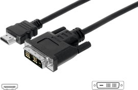 HDMI - DVI kábel [1x HDMI dugó - 1x DVI csatlakozó 18+1 pólusú] 3m fekete Digitus AK-330300-030-S