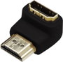 HDMI könyök adapter, 1x HDMI dugó - 1x HDMI aljzat 90°, aranyozott, fekete, Digitus bélyegkép