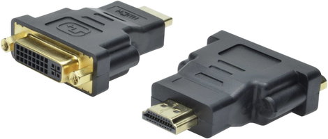 HDMI - DVI átalakító adapter, 1x HDMI dugó - 1x DVI dugó 24+5 pól., fekete, Digitus
