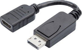 DisplayPort - HDMI átalakító adapter, 1x DisplayPort dugó - 1x HDMI aljzat, fekete, Digitus