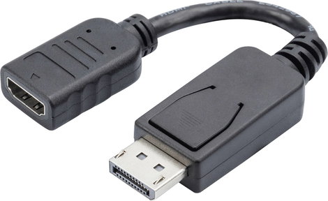 DisplayPort - HDMI átalakító adapter, 1x DisplayPort dugó - 1x HDMI aljzat, fekete, Digitus