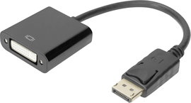 DisplayPort - DVI adapter, 1x DisplayPort dugó - 1x DVI aljzat 24+5 pól., 0,15 m, fekete, Digitus AK