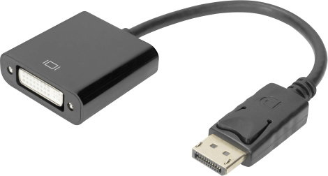 DisplayPort - DVI adapter, 1x DisplayPort dugó - 1x DVI aljzat 24+5 pól., 0,15 m, fekete, Digitus AK
