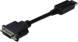 DisplayPort - DVI átalakító adapter, 1x DisplayPort dugó - 1x DVI aljzat 24+5 pól., fekete, Digitus