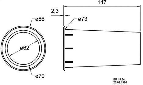 Reflexcső Ø 73 mm x 147 mm Visaton 5214 2. kép