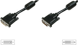 DVI TV, monitorkábel, hosszabbító kábel (1x DVI dugó 24+1 pólusú - 1x DVI 24+1 pólusú) 4.50 m Fekete