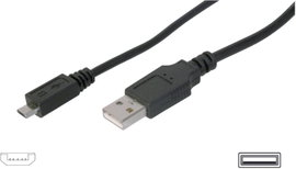 USB kábel 1x USB 2.0 dugó A - 1x 3 m Fekete