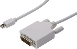 DisplayPort / DVI csatlakozókábel [1x mini DisplayPort dugó - 1x DVI dugó 24+1 pól.] 2 m fehér