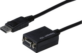DisplayPort - VGA átalakító adapter, 1x DisplayPort dugó - 1x VGA aljzat, fekete, Digitus