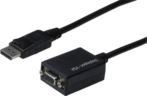 DisplayPort - VGA átalakító adapter, 1x DisplayPort dugó - 1x VGA aljzat, fekete, Digitus