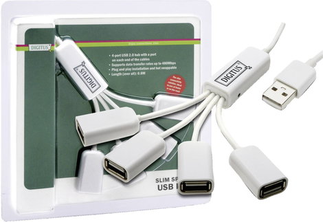 Digitus DA-70216 4 port USB 2.0 hub Fehér 2. kép