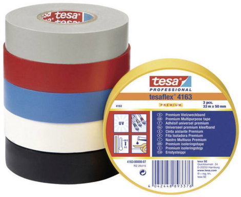 PVC szigetelőszalag 33 m x 25 mm fehér, TESA 4163-190-92