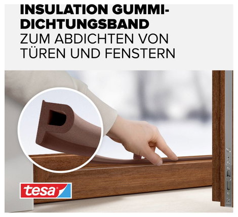 P profilú ablak szigetelő gumi, barna, 6 m x 9 mm, tesamoll 05390-00101-00 TESA 1 tekercs 3. kép