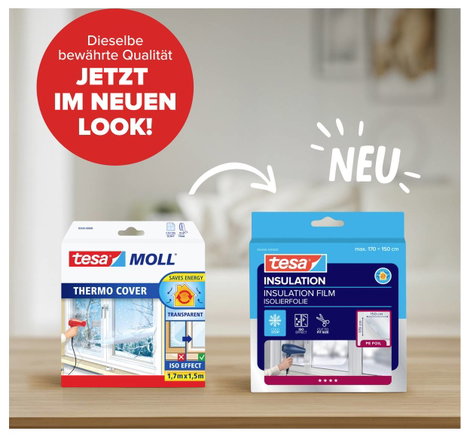 Hőszigetelő fólia ablakra, 1,7 x 1,5 m átlátszó 1tekercs tesamoll® Thermo Cover 2. kép