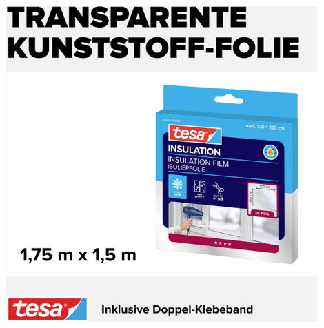 Hőszigetelő fólia ablakra, 1,7 x 1,5 m átlátszó 1tekercs tesamoll® Thermo Cover 4. kép