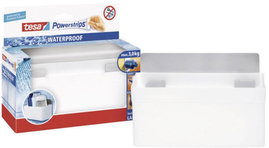 Fali tartó , fehér, fém, Tesa Powerstrips Waterproof 59711