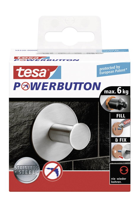 Klasszikus akasztó gomb Ø 50 x 31 mm, Tesa Powerbutton 59330