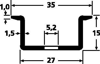 Szerelősín 2 m, HellermannTyton DELTA-3AF/BV 2. kép