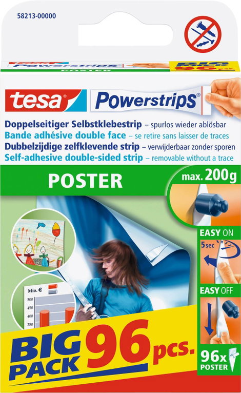 Fali képtartó fülecskék 96 db, Tesa Powestrips Poster 58213-0