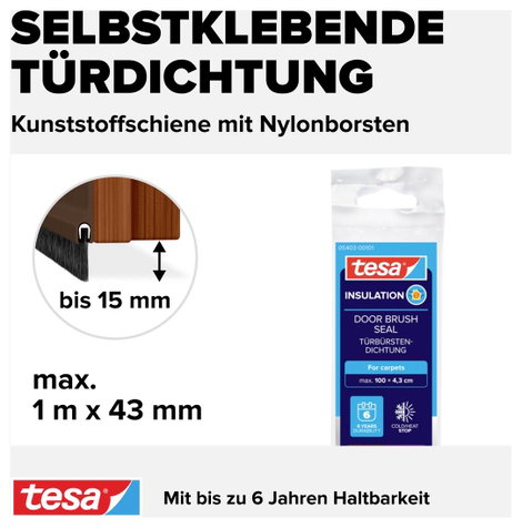 Ajtóseprű 1 m x 43 mm, barna, műanyag, Tesamoll Tesa 4. kép