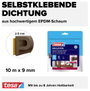 P profilú ablak szigetelő gumi, barna, 10 m x 9 mm, tesamoll TESA 1 tekercs 4. bélyegkép
