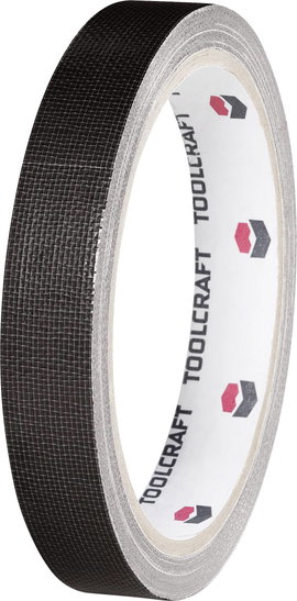 Egyoldalas szövet ragasztószalag (H x Sz) 10 m x 15 mm, fekete HEB15L10SC TOOLCRAFT, tartalom: 1 tek