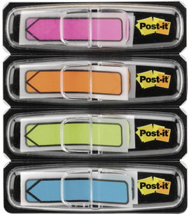 Post-it® Index (H x Sz) 43.2 mm x 11.9 mm, rózsaszín, narancs, Aqua kék műanyag 684ARR4 3M, tartalom