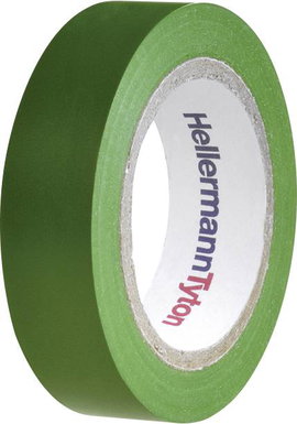 PVC szigetelőszalag, (H x Sz) 10 m x 15 mm, zöld PVC HelaTape Flex 15 HellermannTyton, tartalom: 1 t