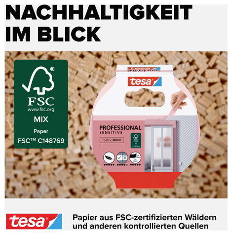 Tesa maszkolószalag, fedő, festőszalag 25 m x 38 mm rózsaszín tesa® Maler-Krepp Precision Sensitive 6. kép