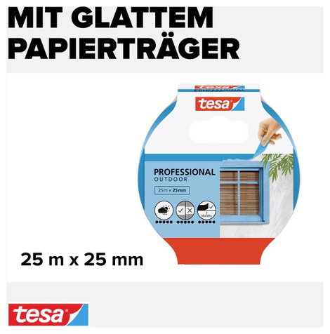Tesa kültéri maszkolószalag, krepp fedő, festőszalag 25 m x 25 mm kék színű tesa® Maler-Krepp Precis 3. kép