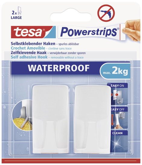 Vízhatlan ragasztású akasztó Tesa Powerstrips® Waterproof Hook Plastic 2 db TESA 59701
